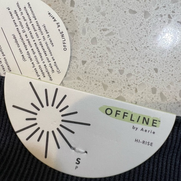 Aerie Offline Hi Rise Black Wide Ribbed Braided Trim Leggings Size Small - Picture 14 of 14